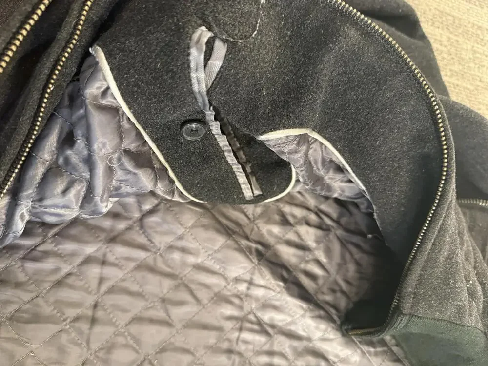 Calvin Klein Car Coat Mens XL Black Quilted Lined Full Zip Stand Collar Pockets